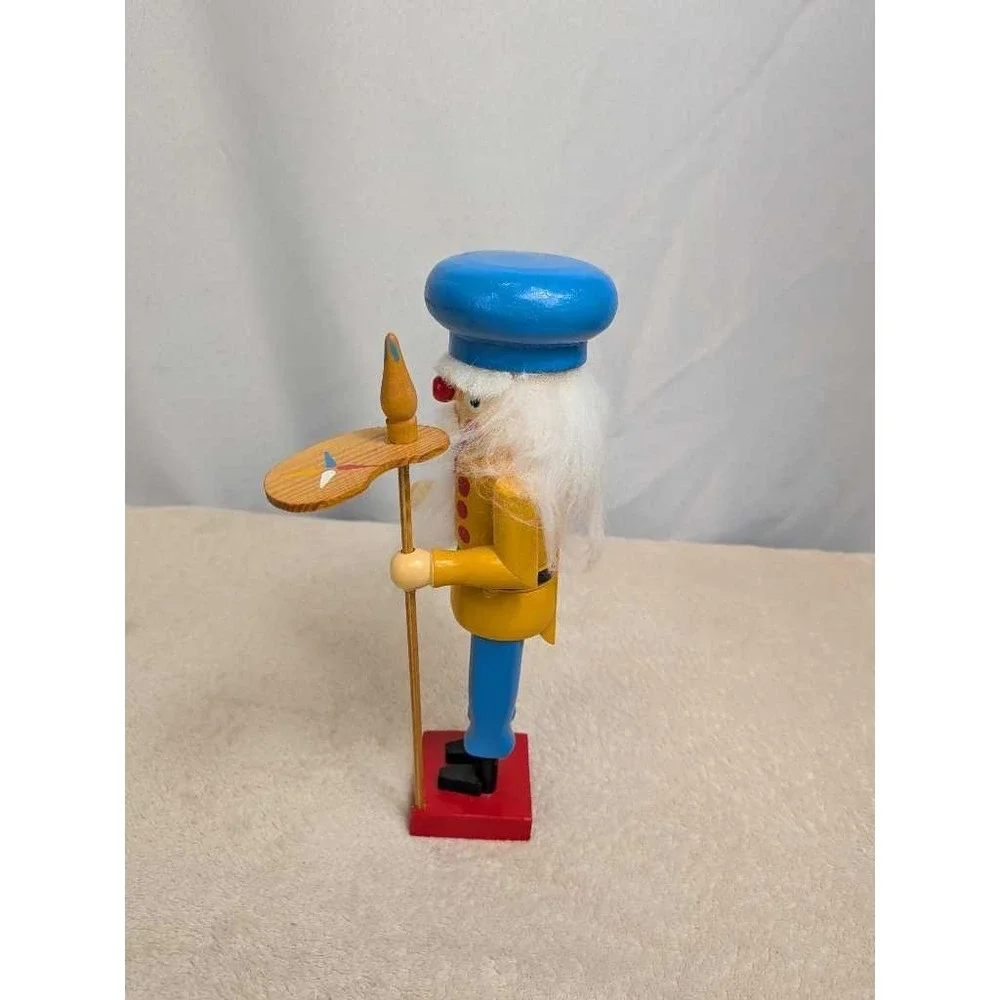 Wooden Nutcracker Soldier Blue Chef Hat Yellow‎ Jacket Christmas Decor